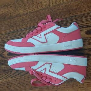 Vans Women's Pink and White Sneakers